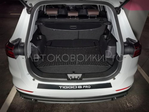 Сетка в багажник Chery Tiggo 8 2019- Эластичная текстильная сетка горизонтального крепления, препятствующая скольжению и перемещению предметов в багажном отделении автомобиля.